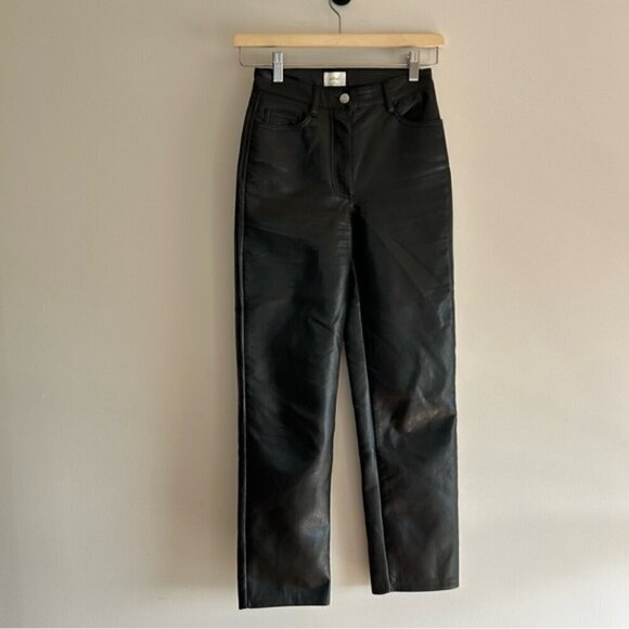 Aritzia Wilfred The Melina™ Pant High-waisted Vegan Leather pants Black Size 00 - Picture 7 of 9